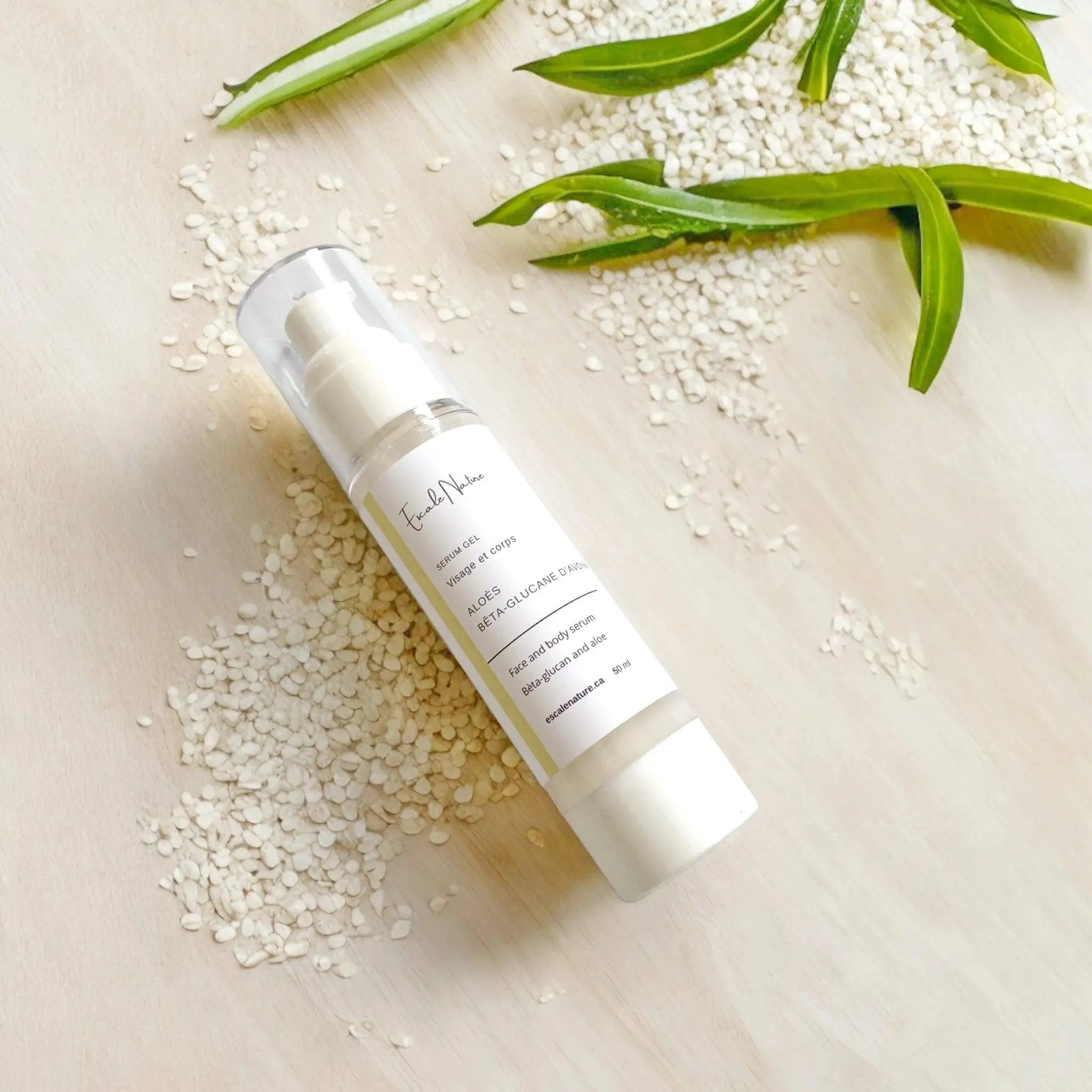 Sérum gel visage et corps naturel - Aloès et probiotique d'avoine pour peau fragile - Savonnerie Escale Nature au Québec