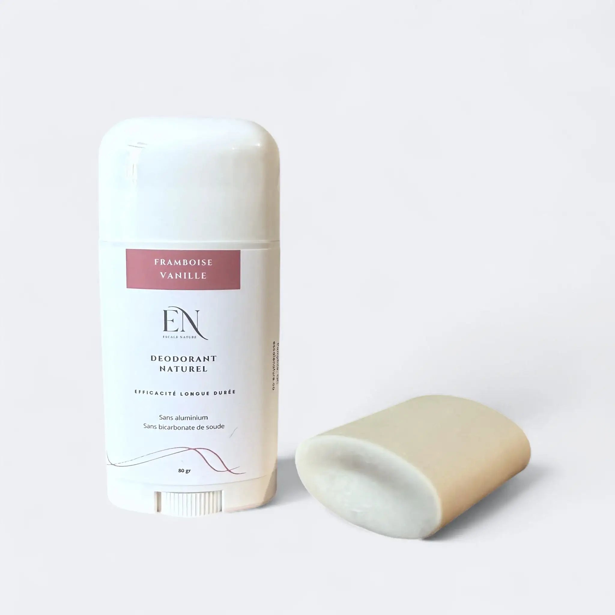 Déodorant Québécois naturel et rechargeable, doux et efficace framboise vanille par Savonnerie Escale Nature