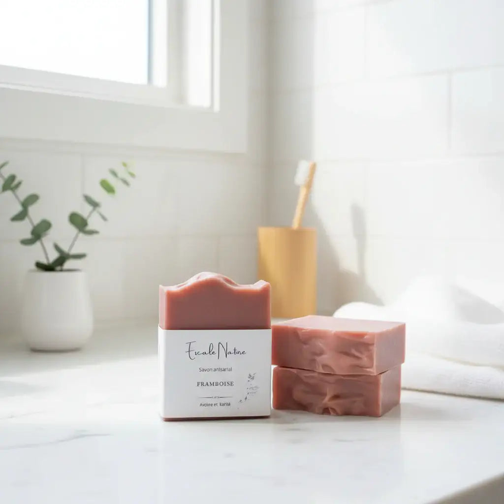 Savon naturel et artisanal au parfum fruité de framboise fait au Québec par Savonnerie Escale Nature