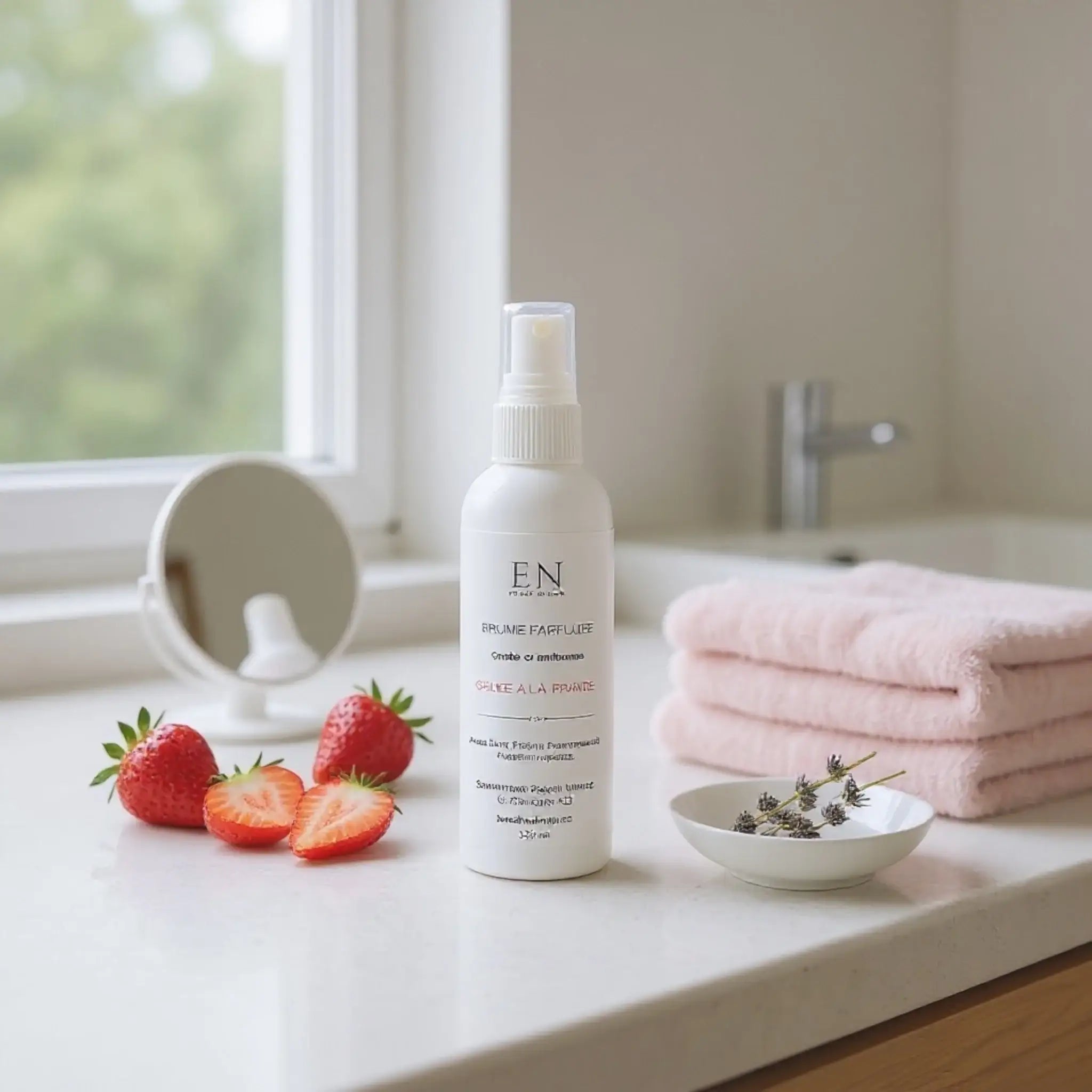 Brume parfumée corps et ambiance - Gelée à la fraise - Savonnerie Escale Nature au Québec