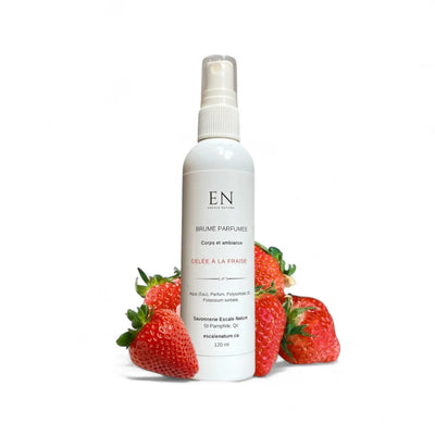 Brume parfumée corps et ambiance - Gelée à la fraise - Savonnerie Escale Nature au Québec