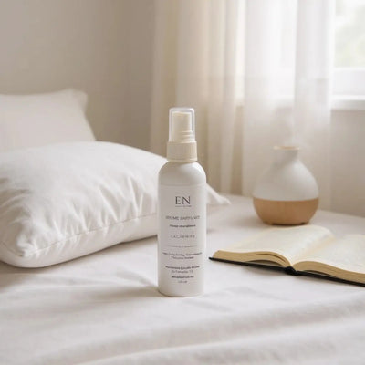 Brume parfumée corps et ambiance naturelle au cachemire fait au Québec par Savonnerie Escale 