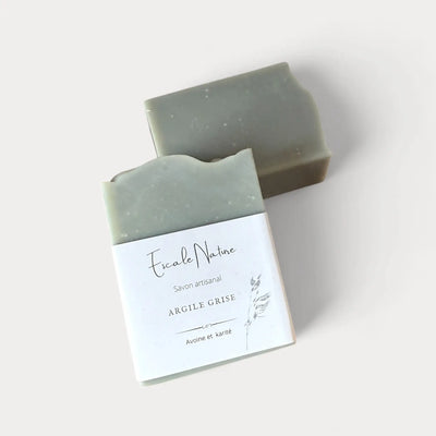 Savon naturel et artisanal argile grise  avec avoine et beurre de karité- Savonnerie Escale Nature au Québec