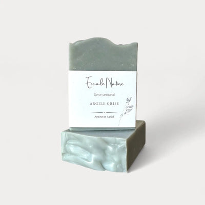 Savon naturel et artisanal argile grise  avec avoine et beurre de karité- Savonnerie Escale Nature au Québec