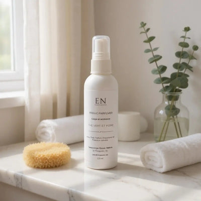 Brume parfumée corps et ambiance naturelle - Thé vert et poire - Savonnerie Escale Nature au Québec