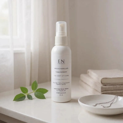 Brume parfumée corps et ambiance naturelle - Thé vert et poire - Savonnerie Escale Nature au Québec