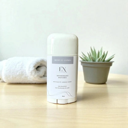 Déodorant rechargeable naturel pour homme musc et cyprès fait au Québec par Savonnerie Escale Nature