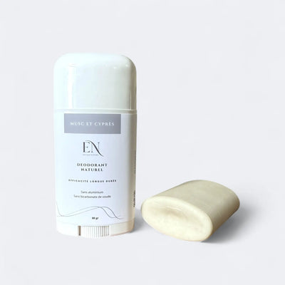 Déodorant rechargeable naturel pour homme musc et cyprès fait au Québec par Savonnerie Escale Nature