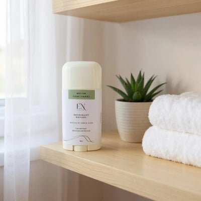 Déodorant Québécois naturel et rechargeable doux et efficace sans aluminium et sans bicarbonate de soude par Savonnerie Escale Nature.