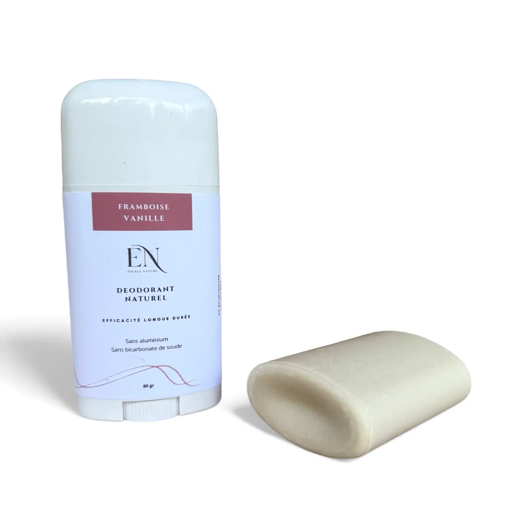 Déodorant Québécois naturel et rechargeable, doux et efficace framboise vanille par Savonnerie Escale Nature