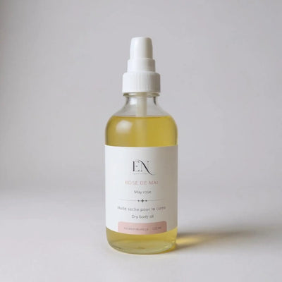 Huile sèche pour le corps naturelle à la rose de mai au Québec par Savonnerie Escale Nature