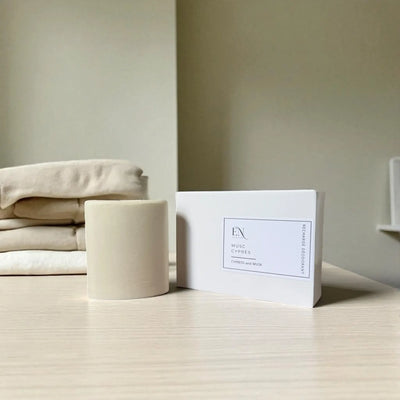 Recharge pour déodorant naturel pour homme musc et cyprès fait au Québec par Savonnerie Escale Nature