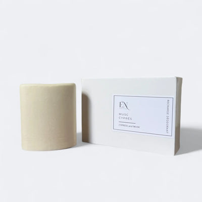 Recharge pour déodorant naturel pour homme musc et cyprès fait au Québec par Savonnerie Escale Nature