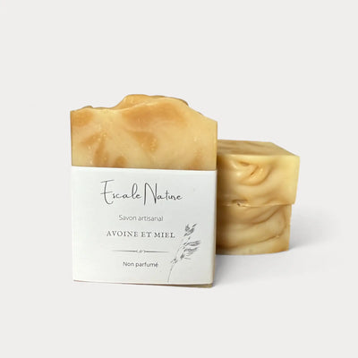 Savon naturel et artisanal avoine et miel non-parfumé par Savonnerie Escale Nature au Québec