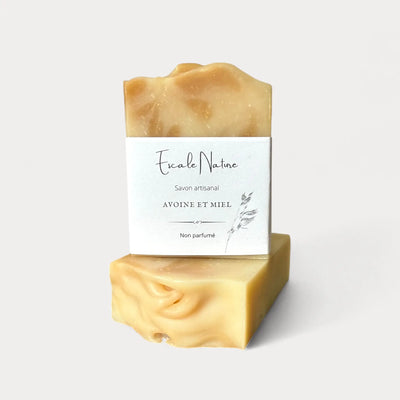 Savon naturel et artisanal avoine et miel non-parfumé par Savonnerie Escale Nature au Québec