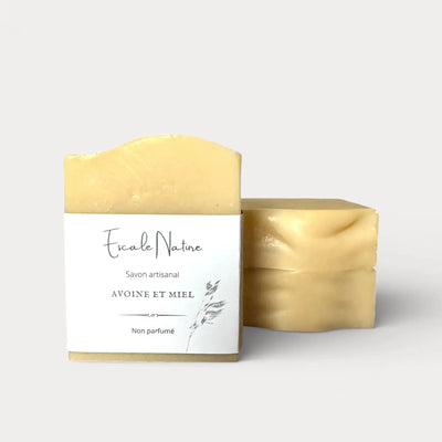 Savon naturel et artisanal avoine et miel non-parfumé par Savonnerie Escale Nature au Québec