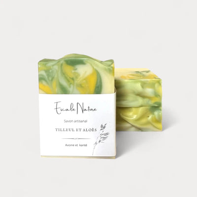 Savon floral artisanal et naturel tilleul et aloès par Savonnerie Escale Nature au Québec. 