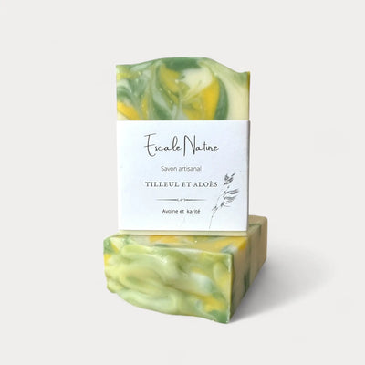 Savon floral artisanal et naturel tilleul et aloès par Savonnerie Escale Nature au Québec. 