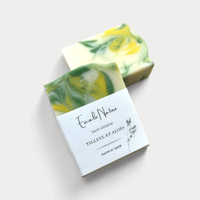 Savon floral artisanal et naturel tilleul et aloès par Savonnerie Escale Nature au Québec. 