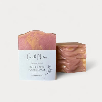 Savon artisanal naturel bois de rose et pamplemousse avec avoine et karité - Savon solide par Savonnerie Escale Nature au Québec