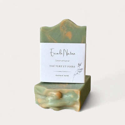 Savon floral naturel et artisanal thé vert et poire - Savonnerie Escale Nature au Québec