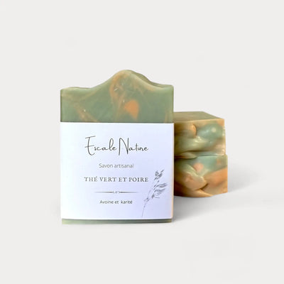 Savon floral naturel et artisanal thé vert et poire - Savonnerie Escale Nature au Québec
