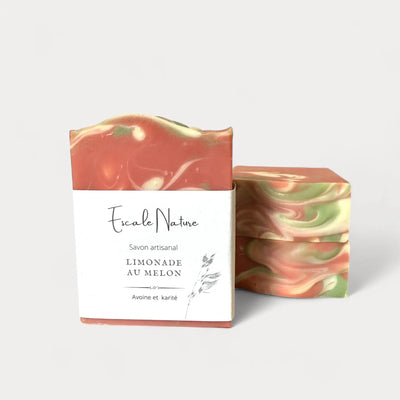 Savon naturel et artisanal limonade au melon par  Savonnerie Escale Nature au Québec.