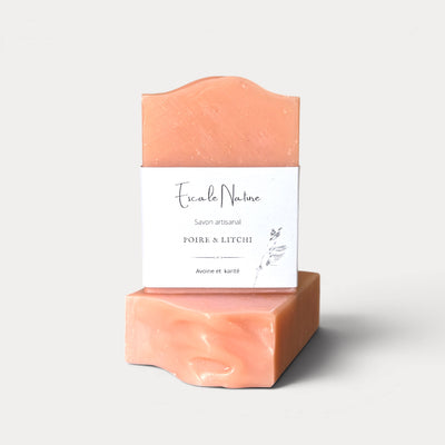 Savon naturel et artisanal au parfum fruité de poire et litchi fait au Québec par Savonnerie Escale Nature
