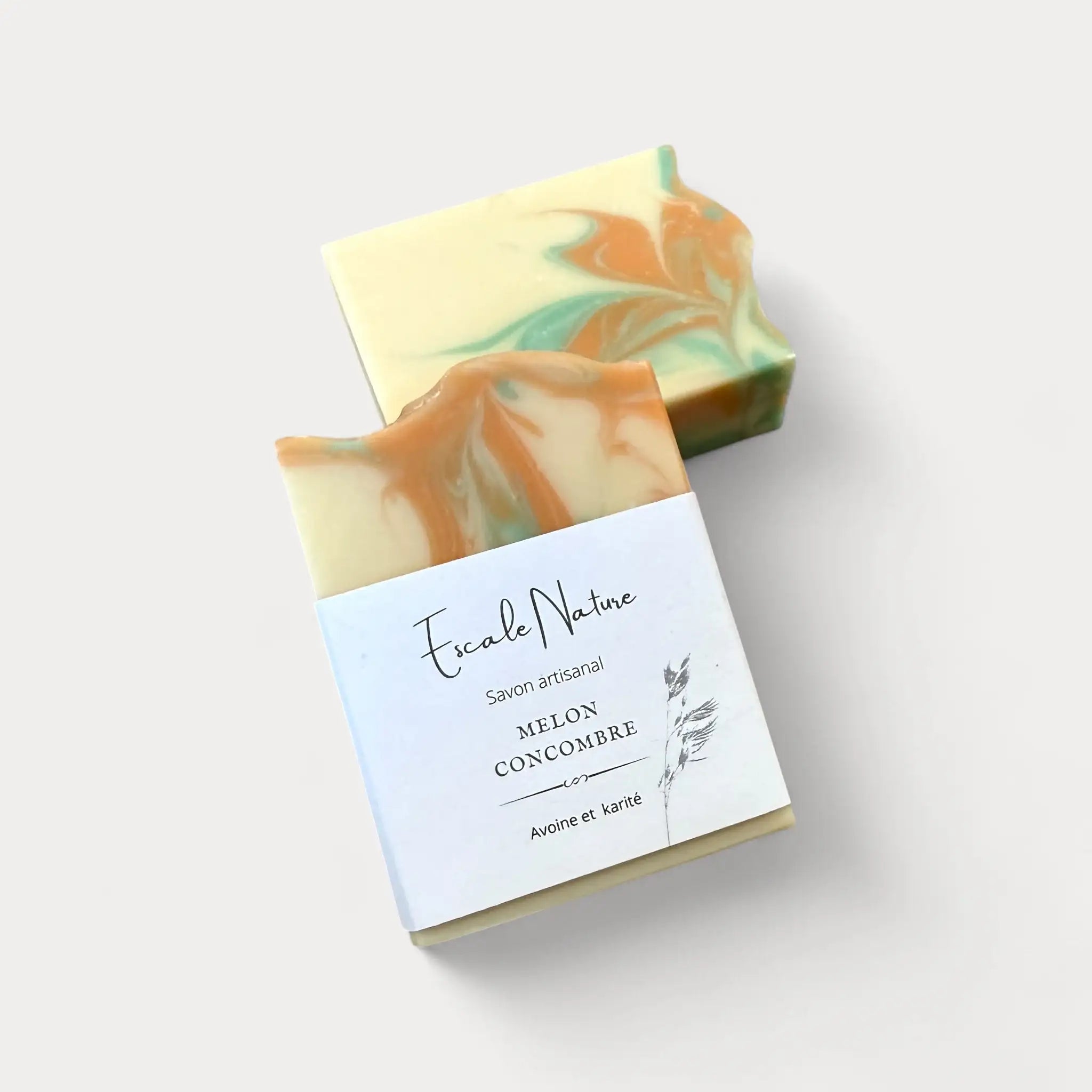 Savon naturel et artisanal melon et concombre avec avoine et beurre de karité - Savon solide par Savonnerie Escale Nature au Québec