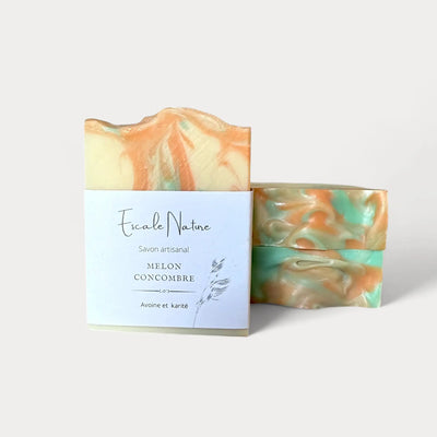 Savon naturel et artisanal melon et concombre avec avoine et beurre de karité - Savon solide par Savonnerie Escale Nature au Québec