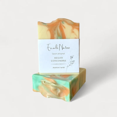Savon naturel et artisanal melon et concombre avec avoine et beurre de karité - Savon solide par Savonnerie Escale Nature au Québec