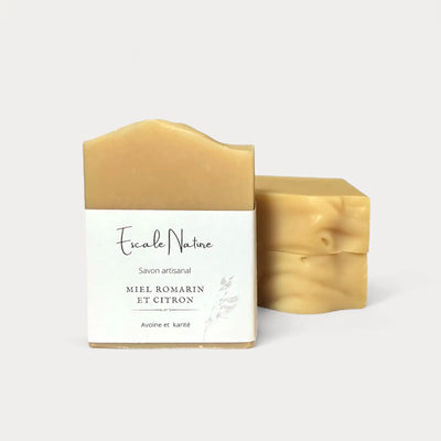 Savon naturel et artisanal miel romarin et citron par Savonnerie Escale Nature au Québec