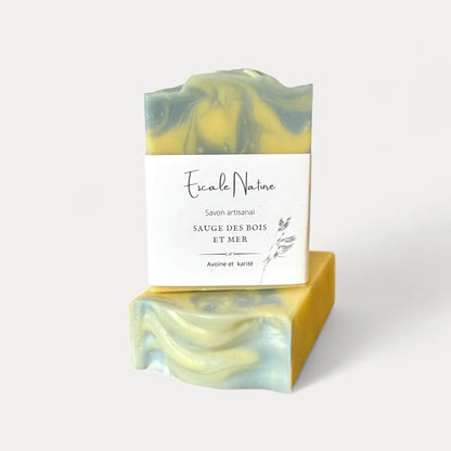 Savon naturel et artisanal sauge des bois et mer fabriqué par Savonnerie Escale Nature au Québec