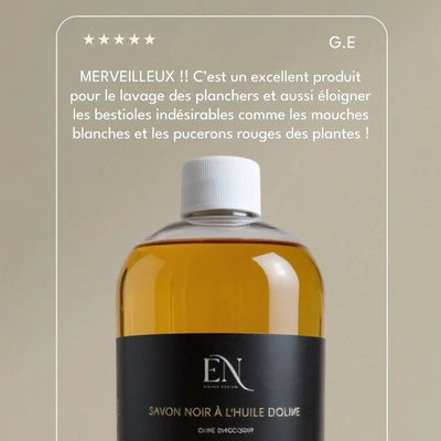 Savon noir ménager, le meilleur produit naturel pour enrayer les insectes indésirables, pucerons, mouches blanches pour plantes et jardin et fait au Québec.