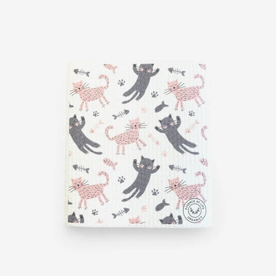 Torchon suédois de cuisine amoureux des chats par Savonnerie Escale Nature au Québec