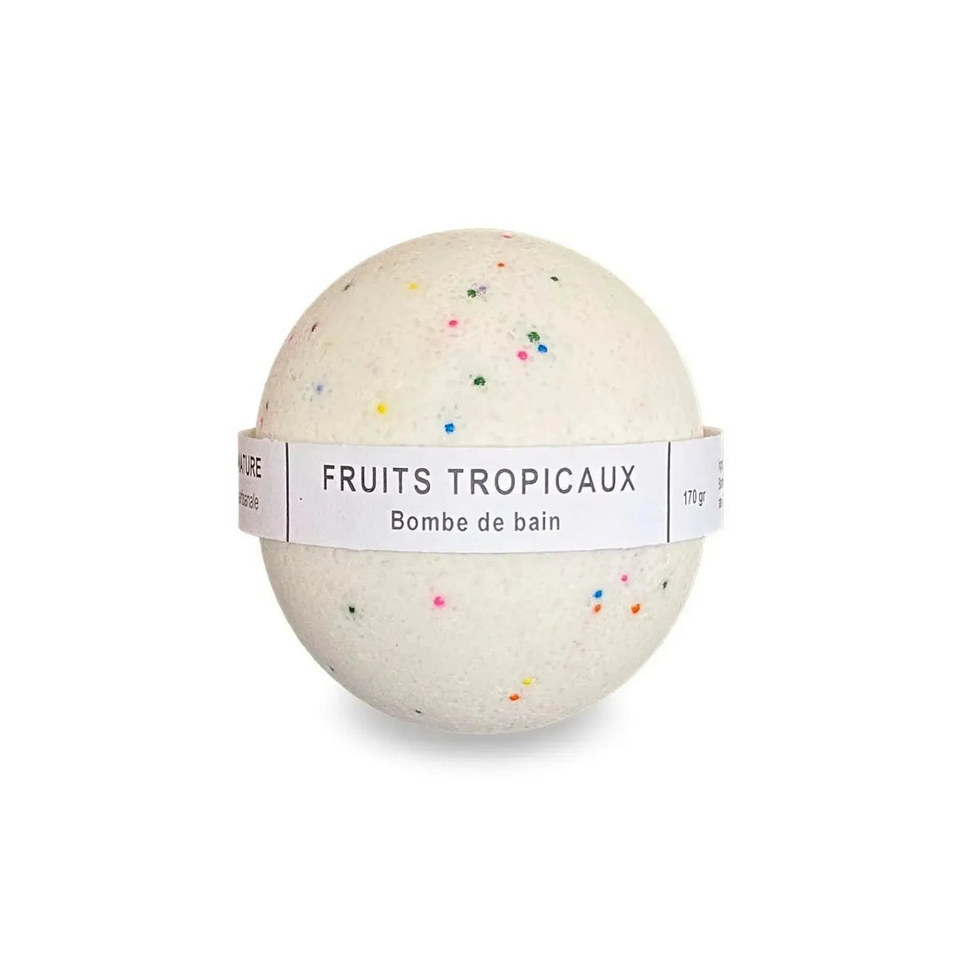Bombe de bain fruits tropicaux bombe effervescente fait au Québec par Savonnerie artisanale Escale Nature